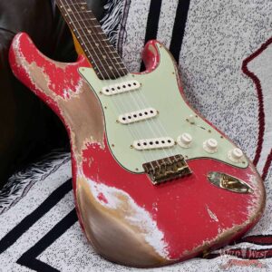 Fender Custom Shop Wild West Guitars 25th Anniversary 1960 Stratocaster Hardtail Madagascar Rosewood Fretboard Heavy Relic Fiesta Red 7.00 LBS - Image 8