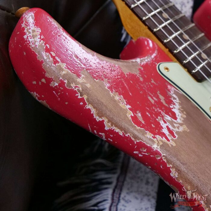 Fender Custom Shop Wild West Guitars 25th Anniversary 1960 Stratocaster Hardtail Madagascar Rosewood Fretboard Heavy Relic Fiesta Red 7.00 LBS - Image 9