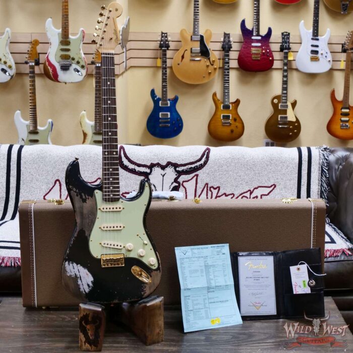 Fender Custom Shop Wild West Guitars 25th Anniversary 1960 Stratocaster Hardtail Madagascar Rosewood Fretboard Heavy Relic Black 7.15 LBS - Image 6