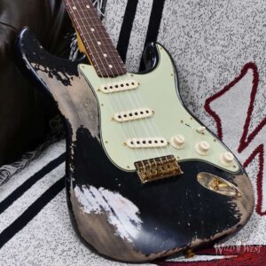 Fender Custom Shop Wild West Guitars 25th Anniversary 1960 Stratocaster Hardtail Madagascar Rosewood Fretboard Heavy Relic Black 7.15 LBS - Image 8