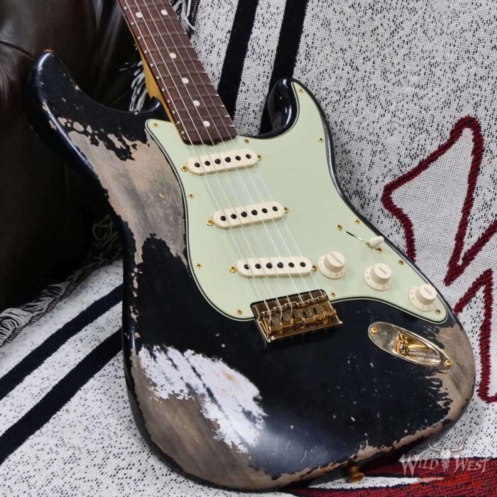Fender Custom Shop Wild West Guitars 25th Anniversary 1960 Stratocaster Hardtail Madagascar Rosewood Fretboard Heavy Relic Black 7.15 LBS - Image 8