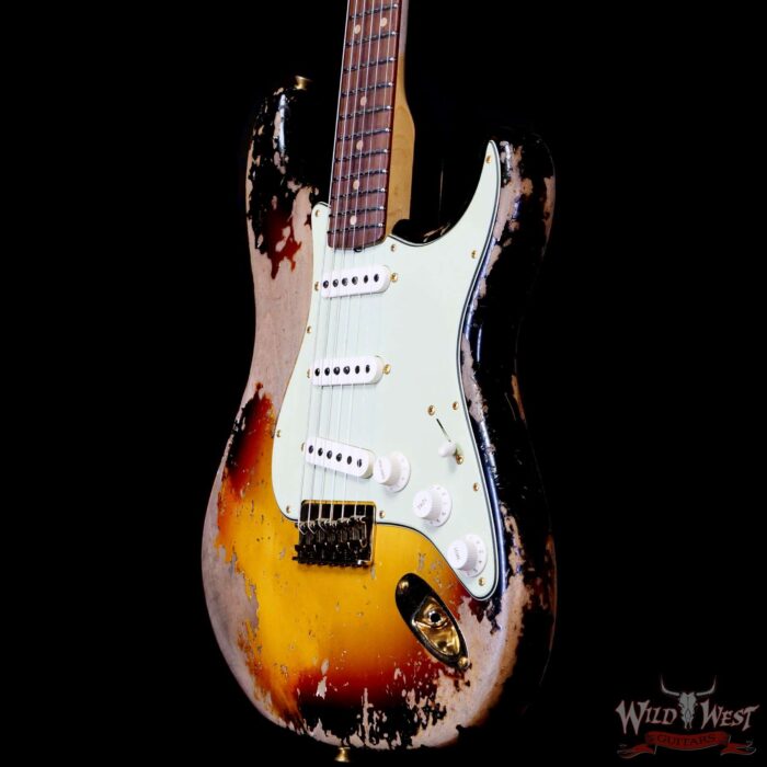 Fender Custom Shop Wild West Guitars 25th Anniversary 1960 Stratocaster Hardtail Madagascar Rosewood Fingerboard Heavy Relic 3 Tone Sunburst 6.90 LBS - Image 2