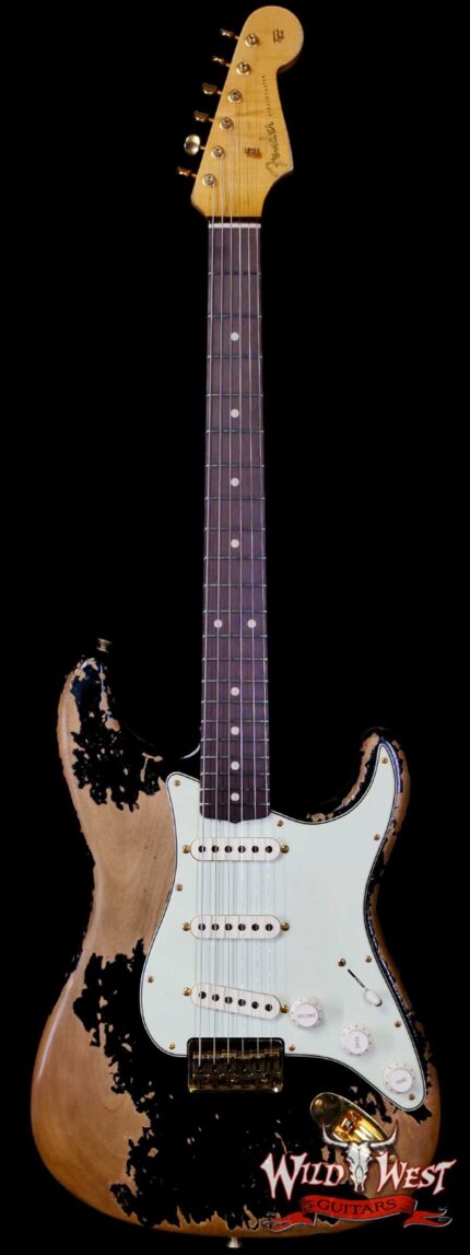 Fender Custom Shop Wild West Guitars 25th Anniversary 1960 Stratocaster Hardtail Madagascar Rosewood Fretboard Heavy Relic Black 7.20 LBS