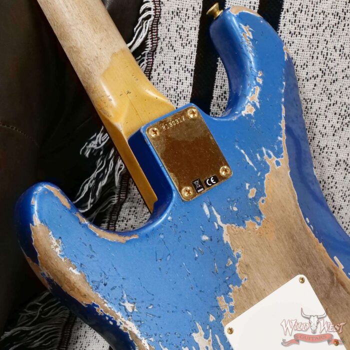 Fender Custom Shop Wild West Guitars 25th Anniversary 1960 Stratocaster Madagascar Rosewood Fretboard Heavy Relic Lake Placid Blue 7.60 LBS - Image 13