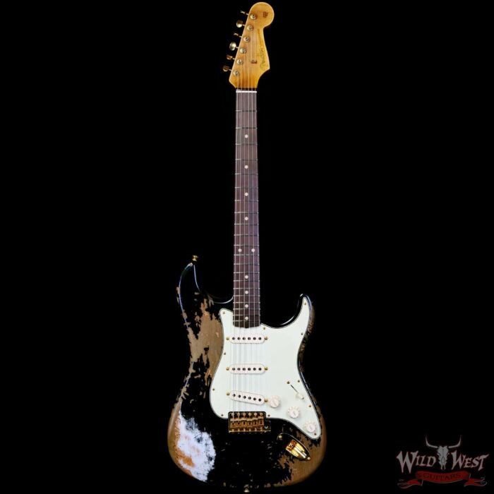 Fender Custom Shop Wild West Guitars 25th Anniversary 1960 Stratocaster Madagascar Rosewood Fretboard Heavy Relic Black 7.90 LBS - Image 3