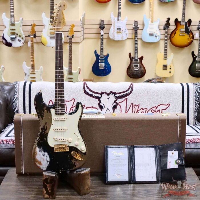 Fender Custom Shop Wild West Guitars 25th Anniversary 1960 Stratocaster Madagascar Rosewood Fretboard Heavy Relic Black 7.90 LBS - Image 6