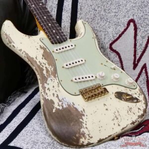 Fender Custom Shop Wild West Guitars 25th Anniversary 1960 Stratocaster Madagascar Rosewood Fretboard Heavy Relic Vintage White 7.80 LBS - Image 8