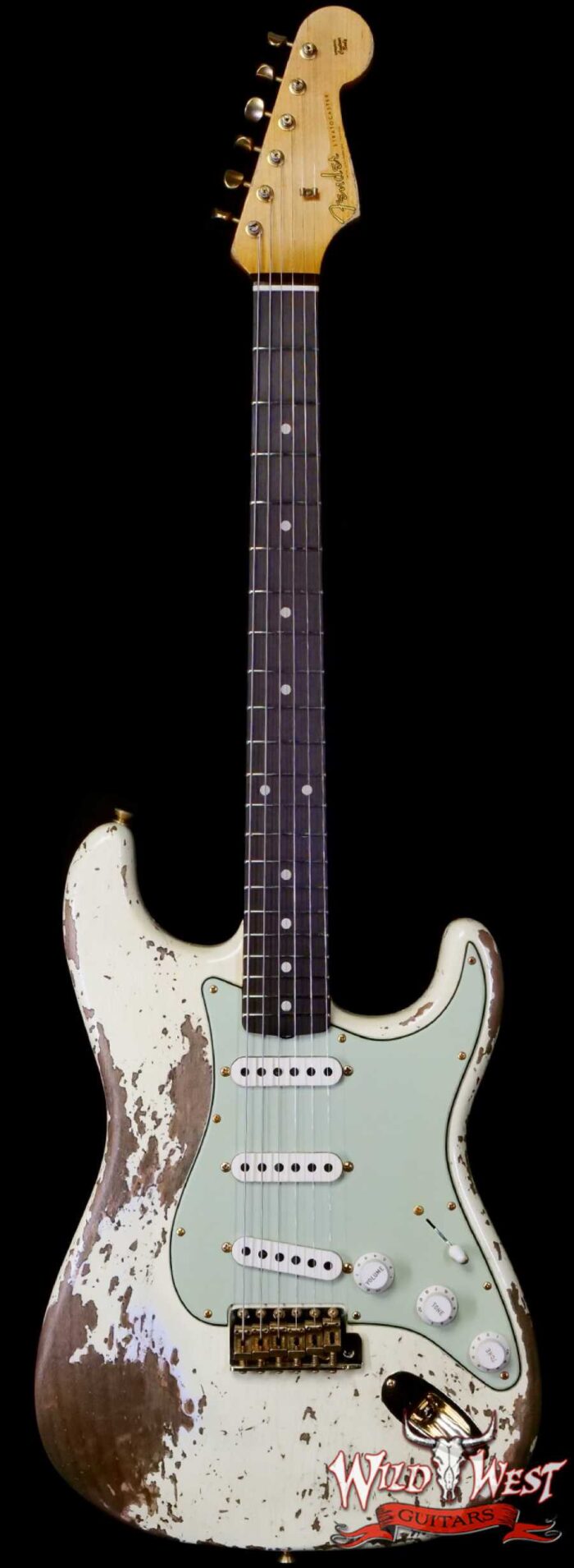 Fender Custom Shop Wild West Guitars 25th Anniversary 1960 Stratocaster Madagascar Rosewood Fretboard Heavy Relic Vintage White 7.80 LBS - Image 1