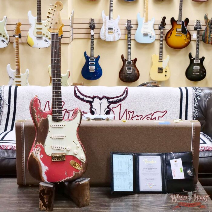 Fender Custom Shop Wild West Guitars 25th Anniversary 1960 Stratocaster Hardtail Madagascar Rosewood Fretboard Heavy Relic Fiesta Red 7.05 LBS - Image 6