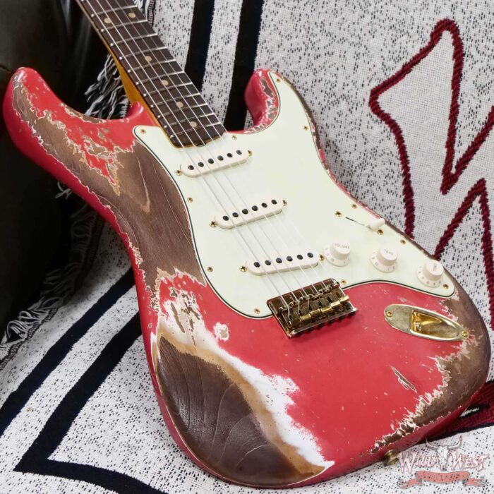 Fender Custom Shop Wild West Guitars 25th Anniversary 1960 Stratocaster Hardtail Madagascar Rosewood Fretboard Heavy Relic Fiesta Red 7.05 LBS - Image 8