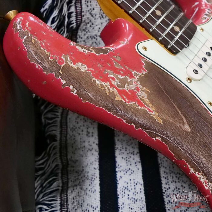 Fender Custom Shop Wild West Guitars 25th Anniversary 1960 Stratocaster Hardtail Madagascar Rosewood Fretboard Heavy Relic Fiesta Red 7.05 LBS - Image 9