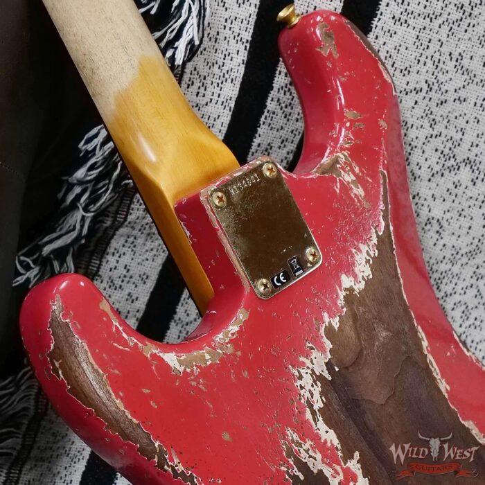 Fender Custom Shop Wild West Guitars 25th Anniversary 1960 Stratocaster Hardtail Madagascar Rosewood Fretboard Heavy Relic Fiesta Red 7.05 LBS - Image 13
