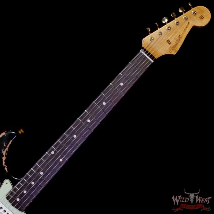 Fender Custom Shop Wild West Guitars 25th Anniversary 1960 Stratocaster Hardtail Madagascar Rosewood Fretboard Heavy Relic Black 7.25 LBS - Image 4