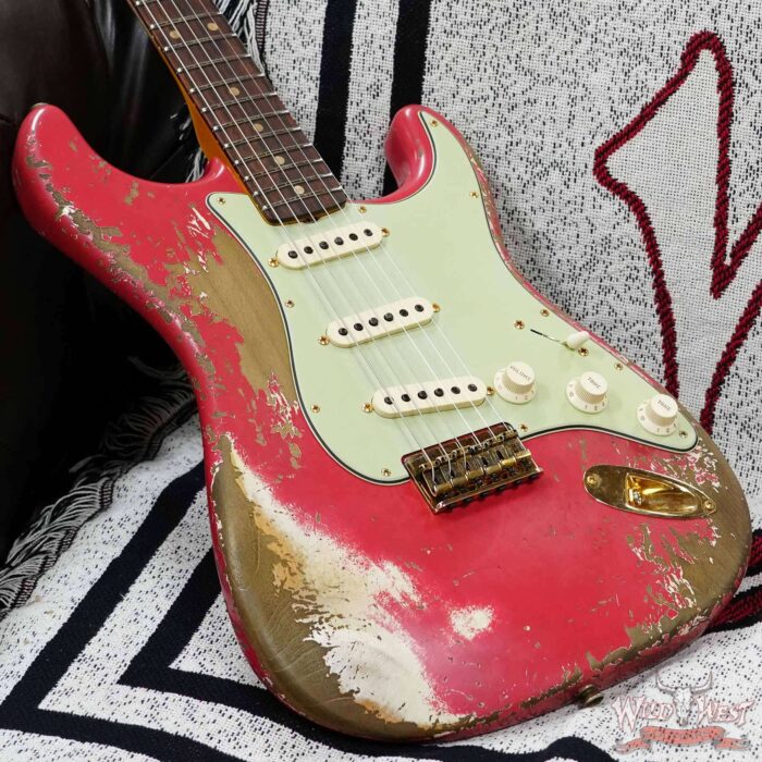 Fender Custom Shop Wild West Guitars 25th Anniversary 1960 Stratocaster Hardtail Madagascar Rosewood Fretboard Heavy Relic Fiesta Red 7.20 - Image 8