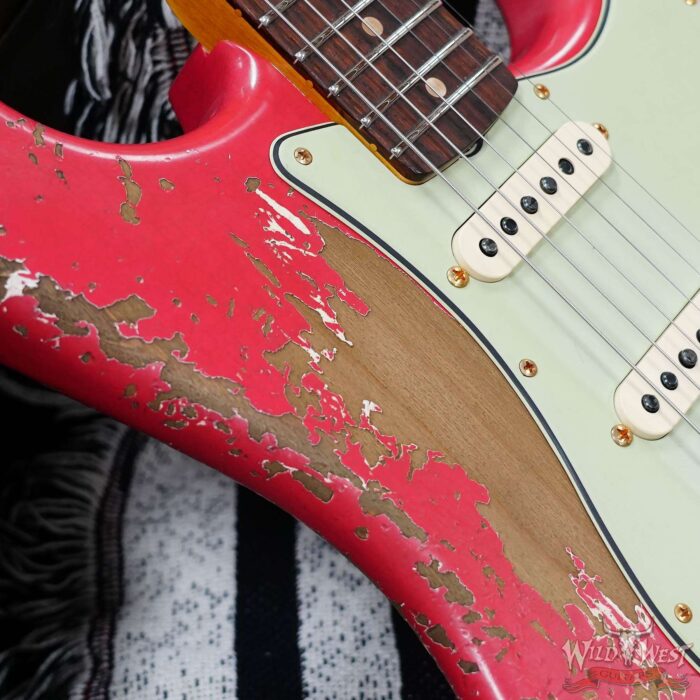 Fender Custom Shop Wild West Guitars 25th Anniversary 1960 Stratocaster Hardtail Madagascar Rosewood Fretboard Heavy Relic Fiesta Red 7.20 - Image 9
