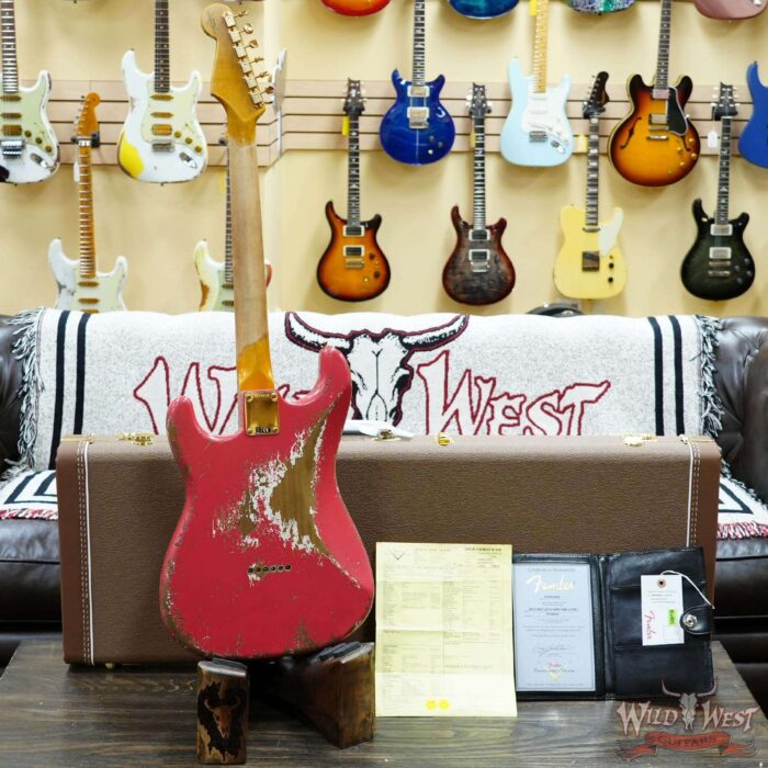 Fender Custom Shop Wild West Guitars 25th Anniversary 1960 Stratocaster Hardtail Madagascar Rosewood Fretboard Heavy Relic Fiesta Red 7.20 - Image 10