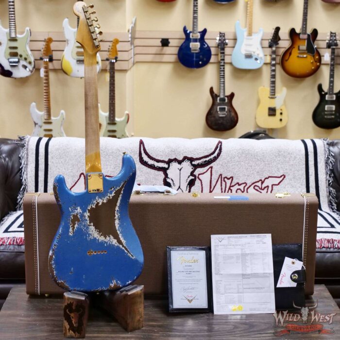 Fender Custom Shop Wild West Guitars 25th Anniversary 1960 Stratocaster Hardtail Madagascar Rosewood Fretboard Heavy Relic Lake Placid Blue 7.10 LBS - Image 10