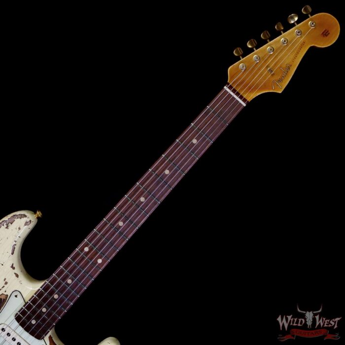 Fender Custom Shop Wild West Guitars 25th Anniversary 1960 Stratocaster Hardtail Madagascar Rosewood Fretboard Heavy Relic Vinatge White 7.35 LBS - Image 4