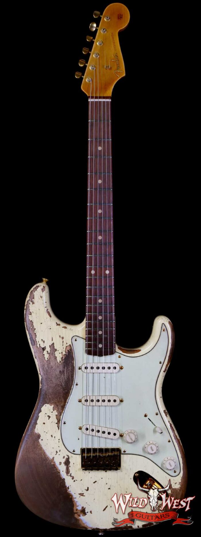 Fender Custom Shop Wild West Guitars 25th Anniversary 1960 Stratocaster Hardtail Madagascar Rosewood Fretboard Heavy Relic Vinatge White 7.35 LBS - Image 1