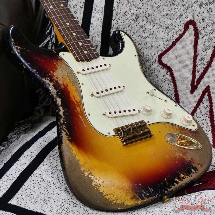 Fender Custom Shop Wild West Guitars 25th Anniversary 1960 Stratocaster Hardtail Madagascar Rosewood Fretboard Heavy Relic 3 Tone Sunburst 7.20 LBS - Image 8