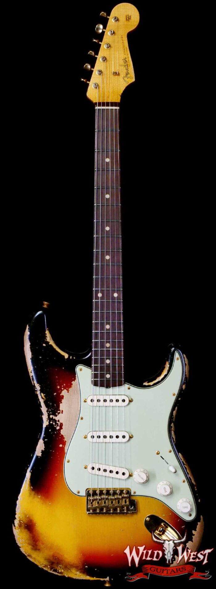 Fender Custom Shop Wild West Guitars 25th Anniversary 1960 Stratocaster Madagascar Rosewood Fretboard Heavy Relic 3 Tone Sunburst 7.70 LBS - Image 1