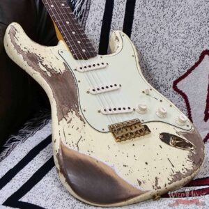 Fender Custom Shop Wild West Guitars 25th Anniversary 1960 Stratocaster Madagascar Rosewood Fretboard Heavy Relic Vintage White 7.75 LBS - Image 8