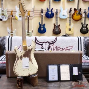 Fender Custom Shop Wild West Guitars 25th Anniversary 1960 Stratocaster Madagascar Rosewood Fretboard Heavy Relic Vintage White 7.75 LBS - Image 10