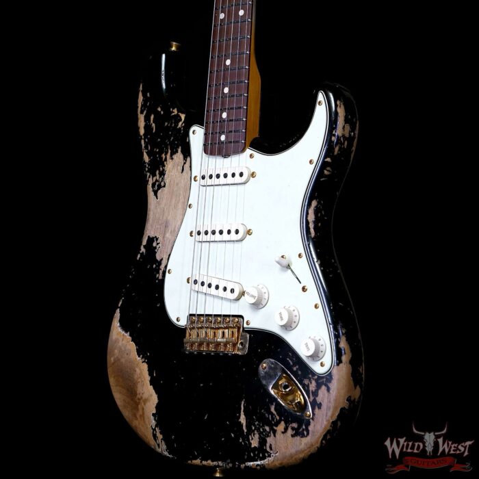 Fender Custom Shop Wild West Guitars 25th Anniversary 1960 Stratocaster Madagascar Rosewood Fretboard Heavy Relic Black 7.85 LBS - Image 2