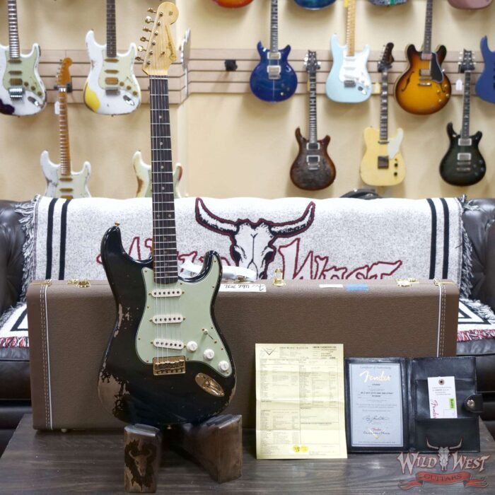 Fender Custom Shop Wild West Guitars 25th Anniversary 1960 Stratocaster Hardtail Madagascar Rosewood Fretboard Heavy Relic Black 7.15 LBS - Image 6