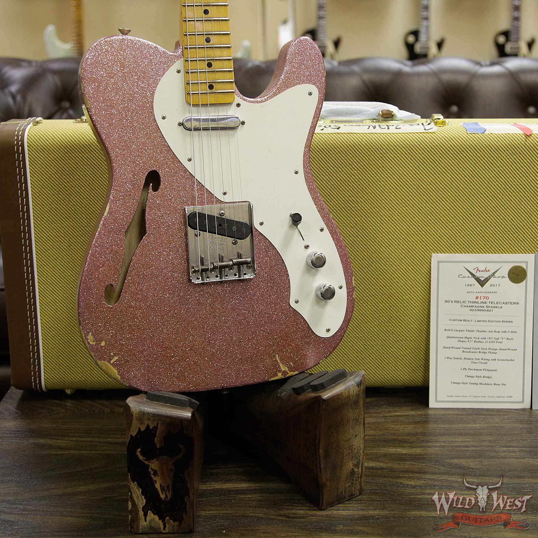 fendercs-50sthinlinetelerelic-champagnesparkle-r16205-d2__wwg.jpg Fender Custom Shop 2017 NAMM Limited Edition 50’s Thinline Telecaster Relic Champagne Sparkle - Image 8