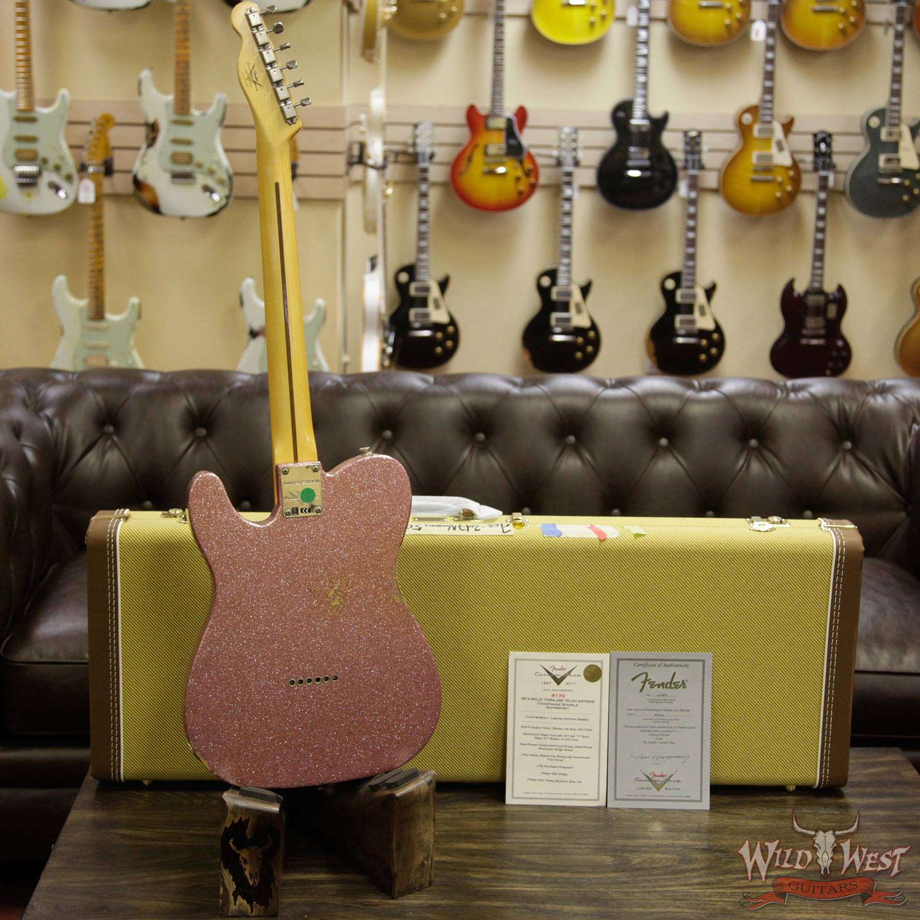 fendercs-50sthinlinetelerelic-champagnesparkle-r16205-d3__wwg.jpg Fender Custom Shop 2017 NAMM Limited Edition 50’s Thinline Telecaster Relic Champagne Sparkle - Image 9