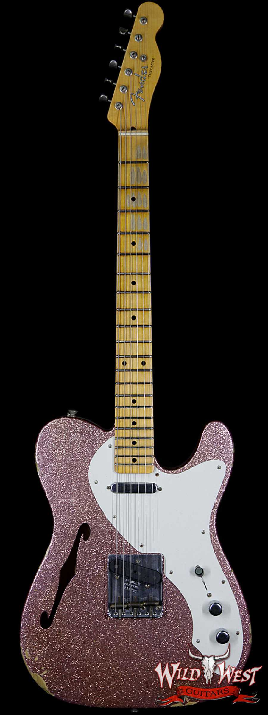 fendercs-50sthinlinetelerelic-champagnesparkle-r16205-main__wwg_large.jpg Fender Custom Shop 2017 NAMM Limited Edition 50’s Thinline Telecaster Relic Champagne Sparkle - Image 1