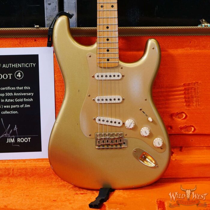 Jim Root Collection 2004 Fender 50th Anniversary Custom Shop 1956 Stratocaster Azetc Gold - Image 8