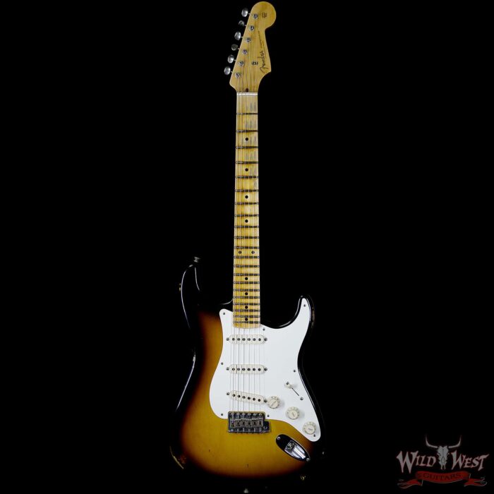2018 Fender Custom Shop 1957 Stratocaster Relic Maple Neck 2 Tone Sunburst - Image 3
