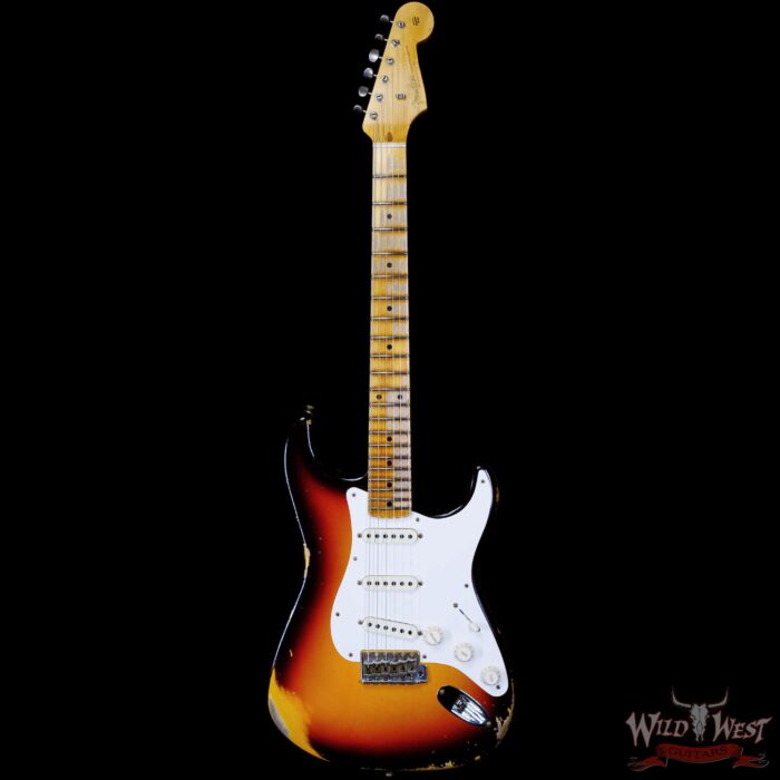 Fender Custom Shop 1959 Stratocaster Maple Board Hand-Wound Pickups Heavy Relic Faded Chocolate 3-Color Sunburst - Image 3
