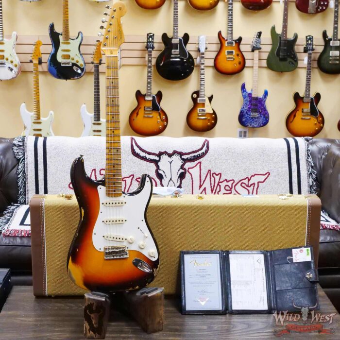 Fender Custom Shop 1959 Stratocaster Maple Board Hand-Wound Pickups Heavy Relic Faded Chocolate 3-Color Sunburst - Image 6