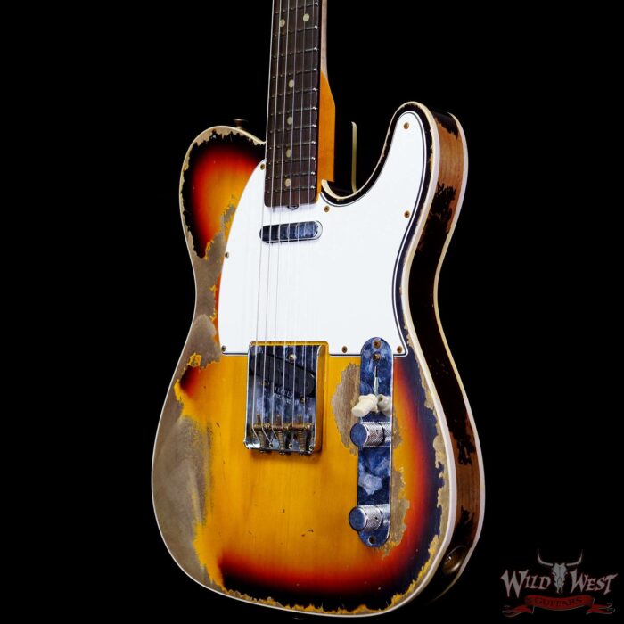 Fender Custom Shop Limited Edition 1959 Telecaster Custom Super Heavy Relic Faded Aged 3 Tone Sunburst - Image 2