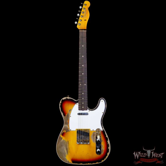 Fender Custom Shop Limited Edition 1959 Telecaster Custom Super Heavy Relic Faded Aged 3 Tone Sunburst - Image 3