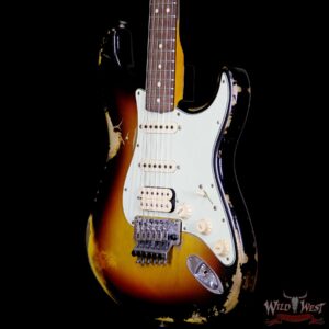 2015 Fender Custom Shop 1960 Stratocaster Relic HSS Floyd Rose Rosewood Fretboard 3 Tone Sunburst - Image 2