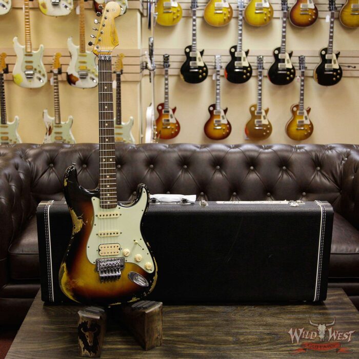 2015 Fender Custom Shop 1960 Stratocaster Relic HSS Floyd Rose Rosewood Fretboard 3 Tone Sunburst - Image 12
