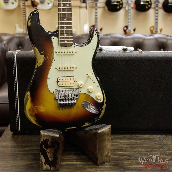 2015 Fender Custom Shop 1960 Stratocaster Relic HSS Floyd Rose Rosewood Fretboard 3 Tone Sunburst - Image 13