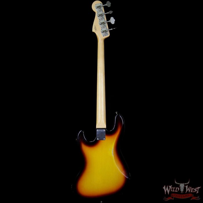 2012 Fender Custom Shop 60s 1960 Jazz Bass Relic Rosewood Fretboard 3 Tone Sunburst - Image 5