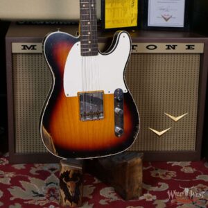 Fender Custom Shop 60’s Esquire Relic (Telecaster Custom) AAA Rosewood Slab Board 3 Tone Sunburst - Image 8