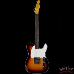Fender Custom Shop 60’s Esquire Relic (Telecaster Custom) AAA Rosewood Slab Board 3 Tone Sunburst - Image 3