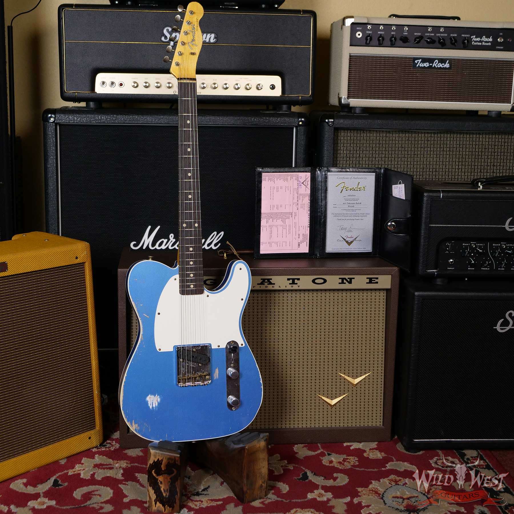 fendercs-60sesqcstlpb-r107785-d1__wwg.jpg Fender Custom Shop 60’s Esquire Relic (Telecaster Custom) AAA Rosewood Slab Board Lake Placid Blue - Image 6