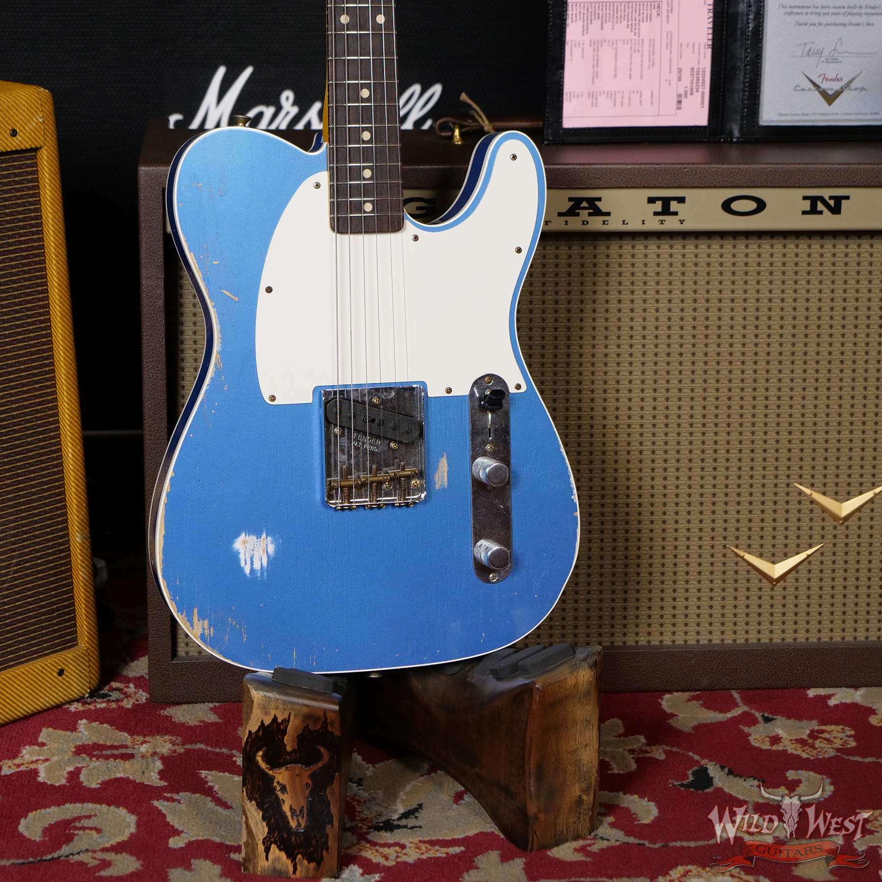 fendercs-60sesqcstlpb-r107785-d2__wwg.jpg Fender Custom Shop 60’s Esquire Relic (Telecaster Custom) AAA Rosewood Slab Board Lake Placid Blue - Image 8