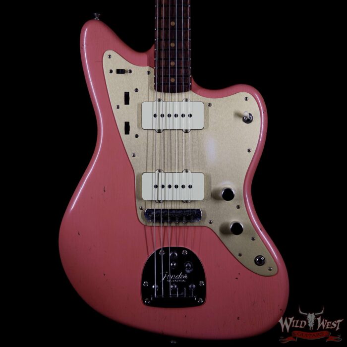 Fender Custom Shop Super Faded 60s Jazzmaster Journeyman Relic Rosewood Aged Fiesta Red - Image 3