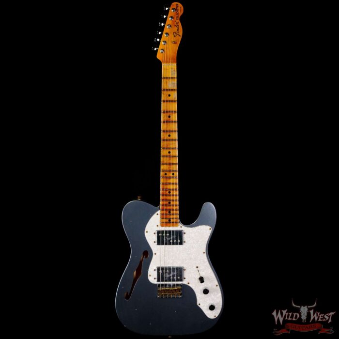Fender Custom Shop 2022 Winter Event #78 ‘70s Telecaster Thinline HH Journeyman Relic Aged Charcoal Frost Metallic - Image 3