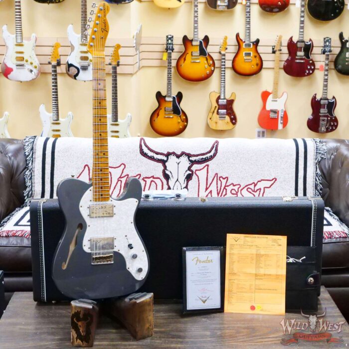 Fender Custom Shop 2022 Winter Event #78 ‘70s Telecaster Thinline HH Journeyman Relic Aged Charcoal Frost Metallic - Image 6