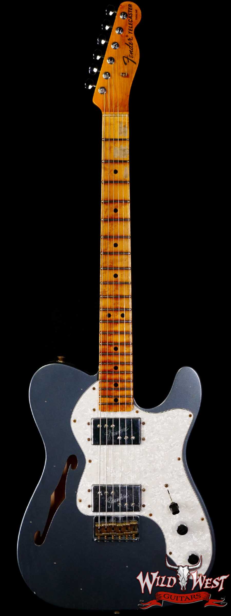 fendercs-60stelethinline-cz560339-main__wwg_large.jpg Fender Custom Shop 2022 Winter Event #78 ‘70s Telecaster Thinline HH Journeyman Relic Aged Charcoal Frost Metallic - Image 1